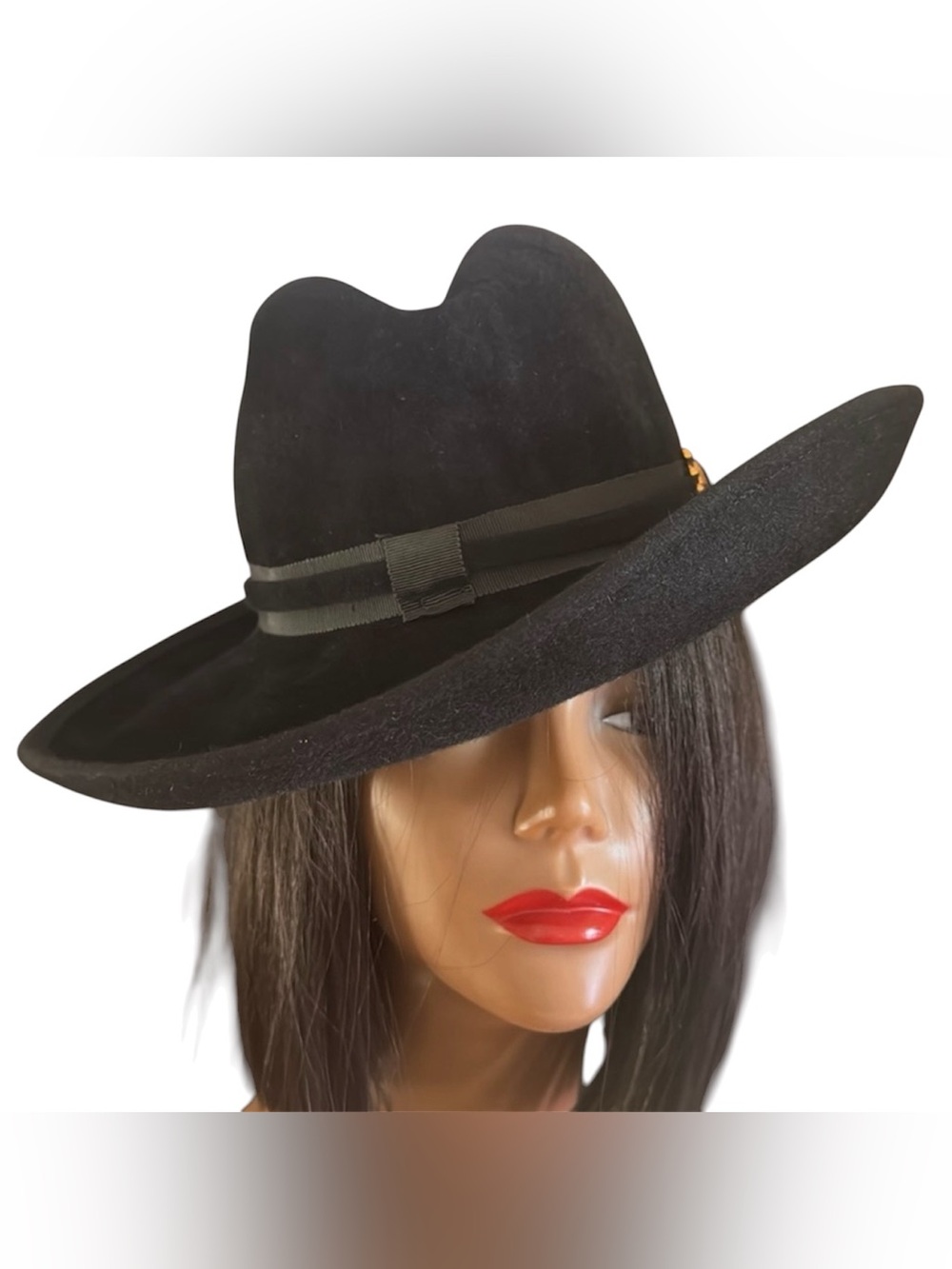 Vintage 70s Black Felt Fur Fedora Hat